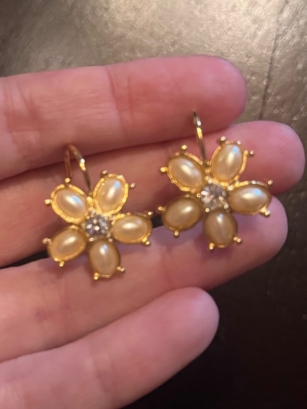 1928 Jewelry Gold Pearl Flower Drop Earrings